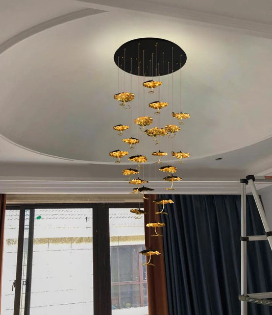 Modern Lotus Staircase LED Chandelier (25 lotus leaf)
