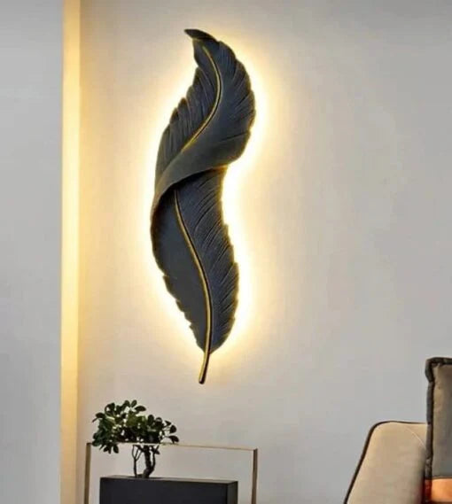 Black Feather Wall Lamp