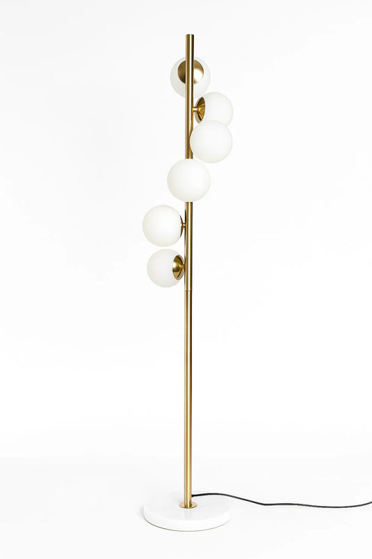 Modern Gold Floor Lamp with Globe Glass Shades