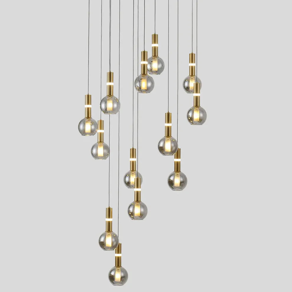 20 Heads Modern Smokey Gray Lobby Chandelier