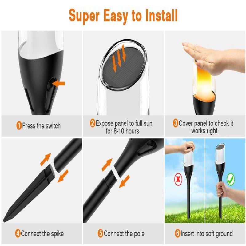 Solar Flame Bollard Light