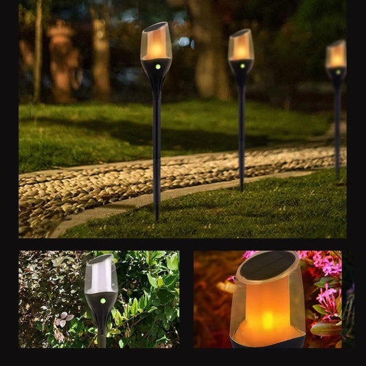 Solar Flame Bollard Light