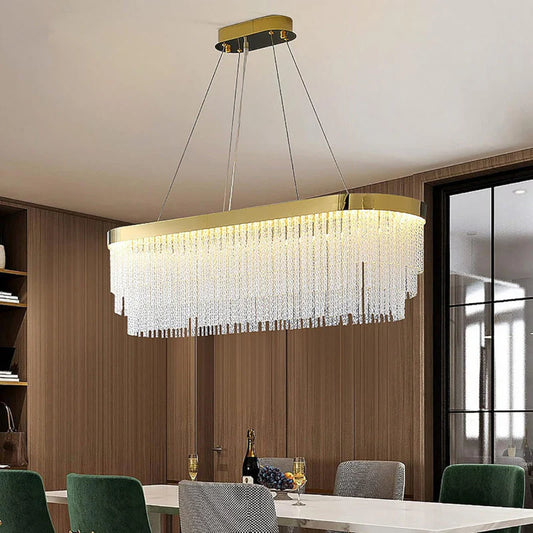 Modern Crytsal Strips Rectangular Chandelier