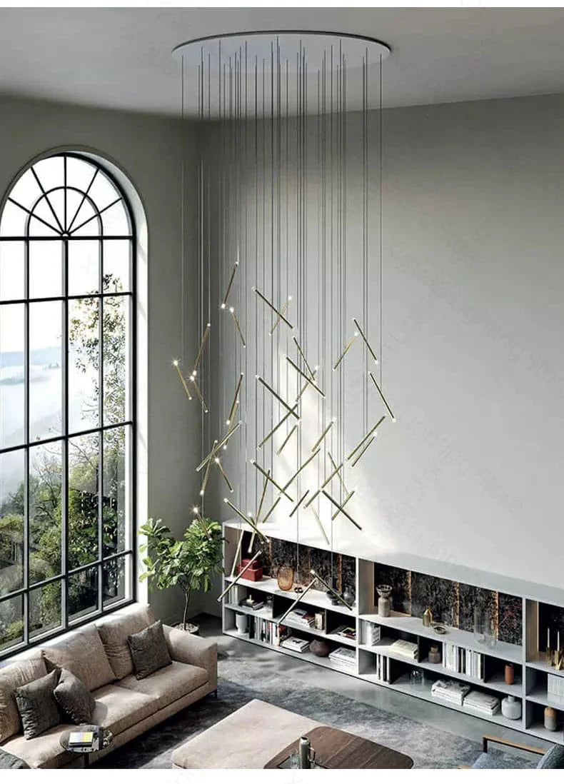 Modern Hanging Rods Lobby Chandelier ( 25 Lights)