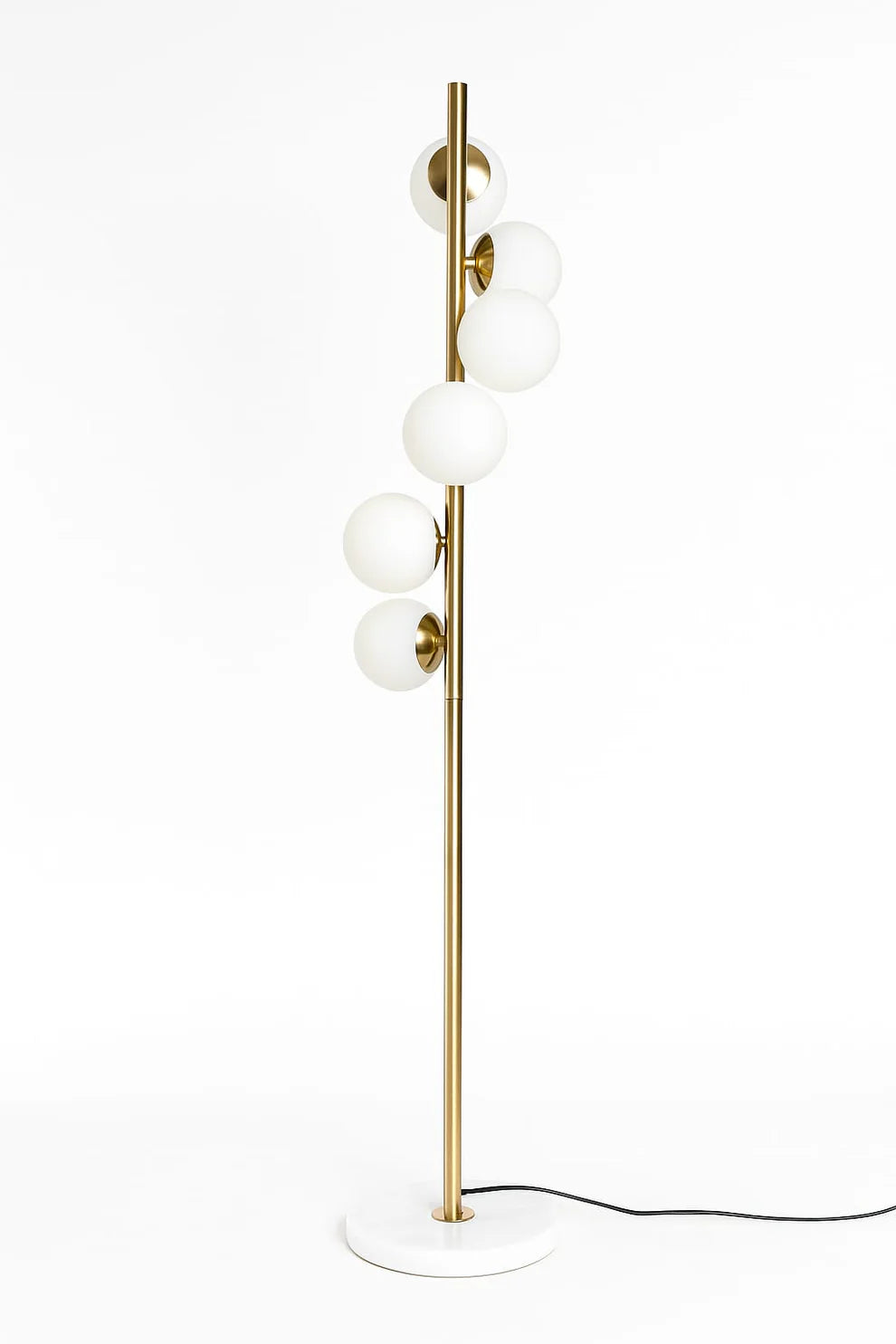 Modern Gold Floor Lamp with Globe Glass Shades