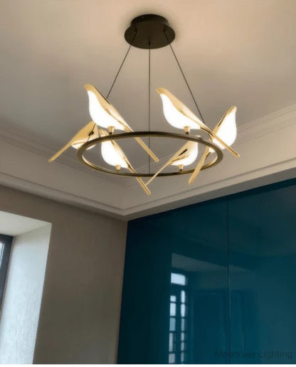 Art Gold Magpie Bird Chandelier