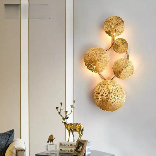 Artpad Lotus Leaf Gold Led Wall Lamp