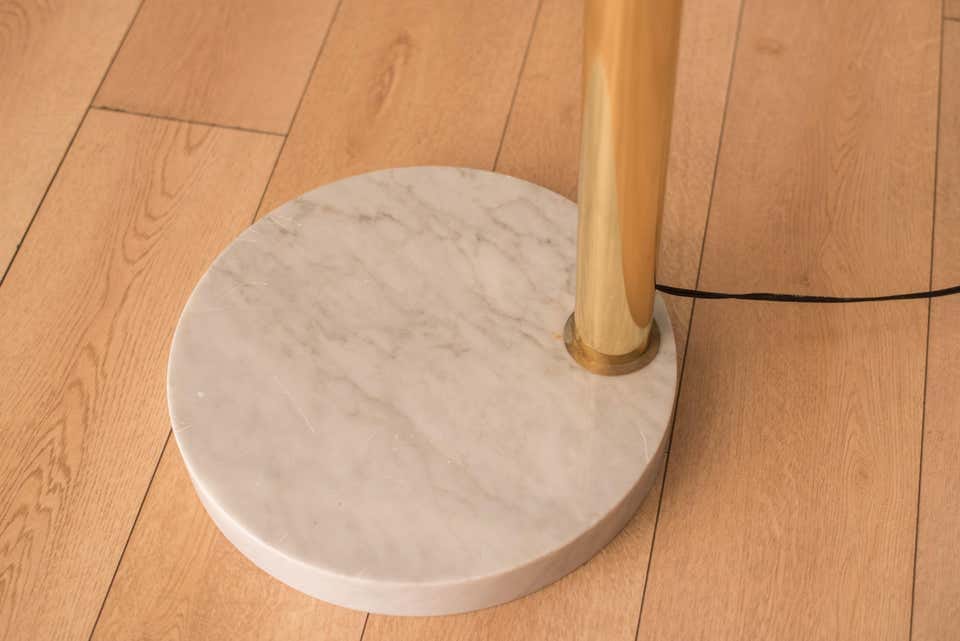 Modern Gold Arc Floor Lamp with 5 Adjustable Arms – Marble Base LED Standing Light